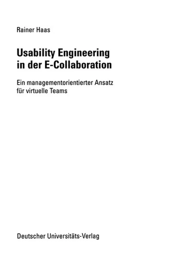 Capa de Usability Engineering in der E-Collaboration