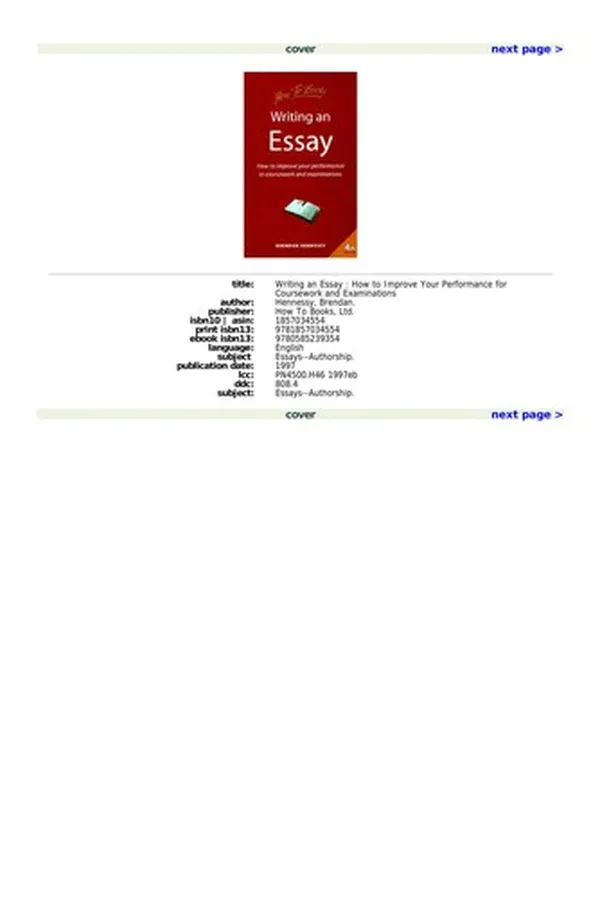 Cover of Writing an essay