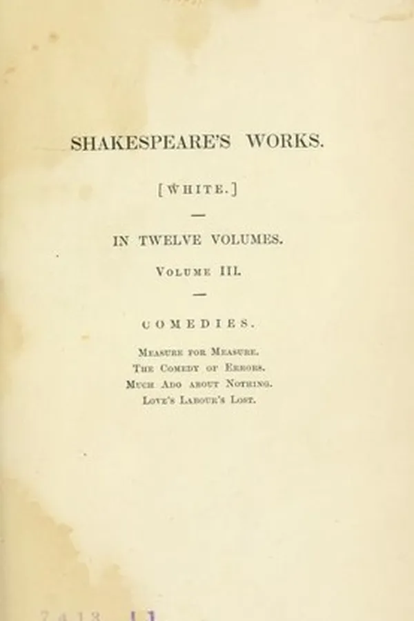 Capa de Plays (Comedy of Errors / Love's Labour's Lost / Measure for Measure / Much Ado About Nothing)