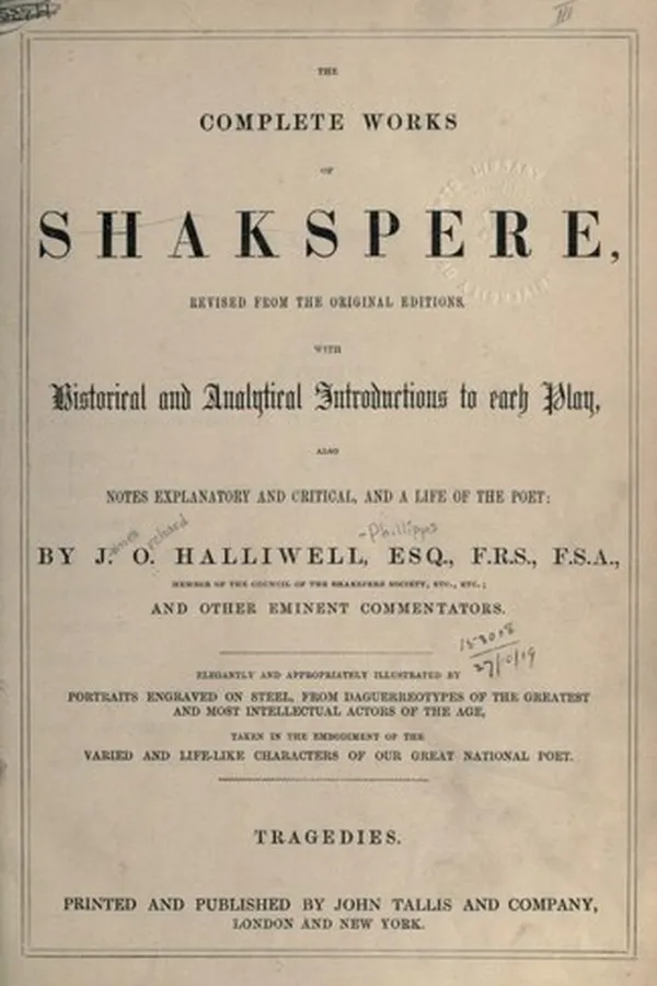 Capa de Tragedies (Antony and Cleopatra / Coriolanus / Cymbeline / Hamlet / Julius Caesar / King Lear / Macbeth / Othello / Romeo and Juliet / Timon of Athens / Troilus and Cressida)