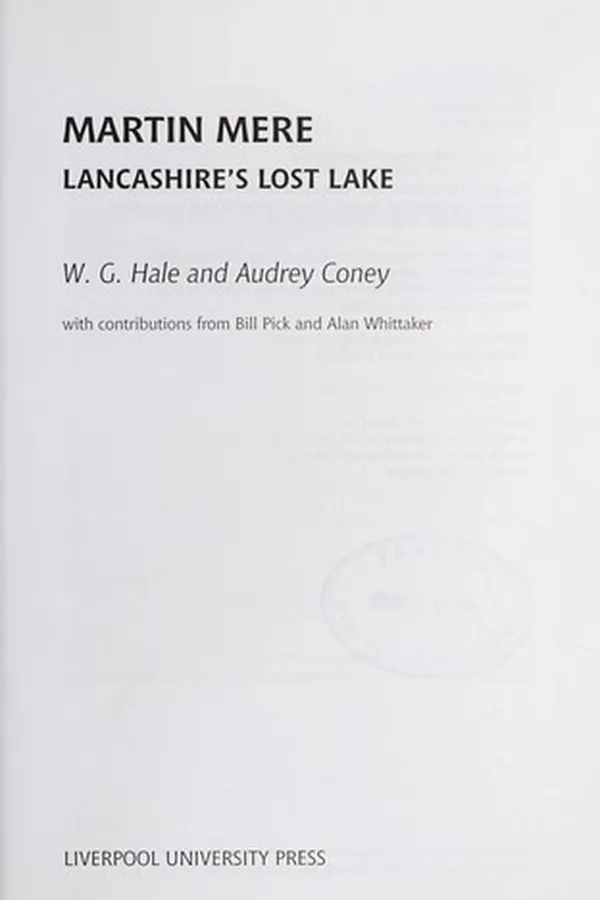 Capa de MARTIN MERE: LANCASHIRE'S LOST LAKE