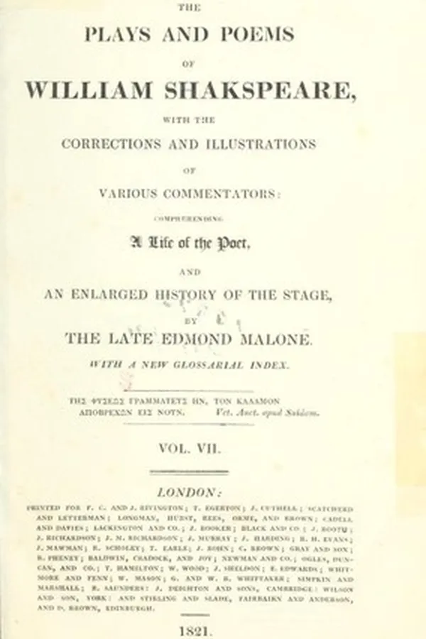 Capa de The Plays and Poems of Williams Shakspeare (Hamlet / Much Ado About Nothing)
