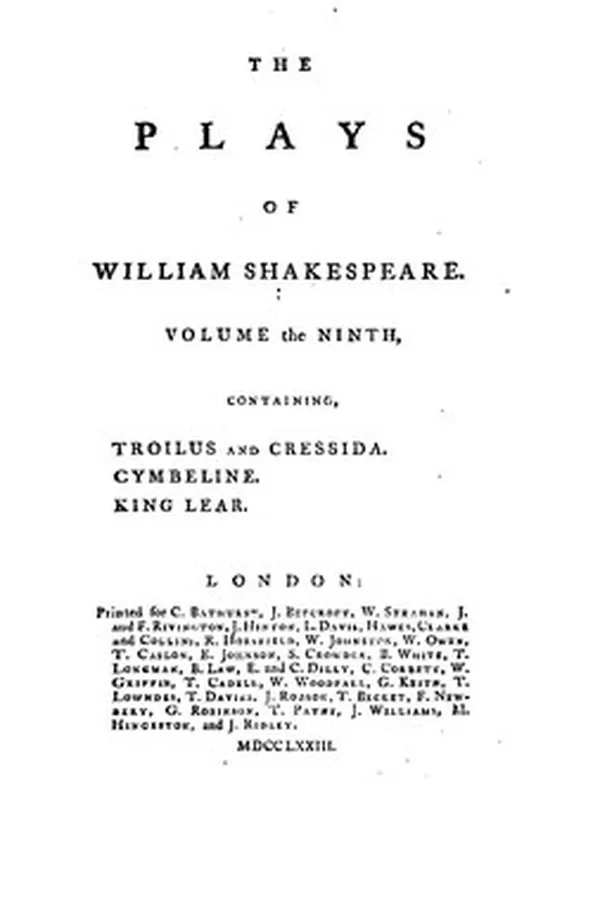 Capa de Plays (Cymbeline / King Lear / Troilus and Cressida)
