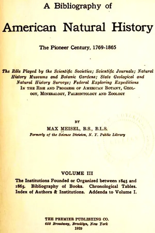 Capa de A bibliography of American natural history