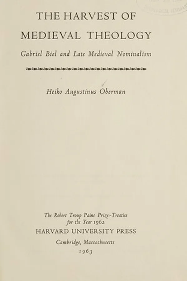 Capa de The harvest of medieval theology