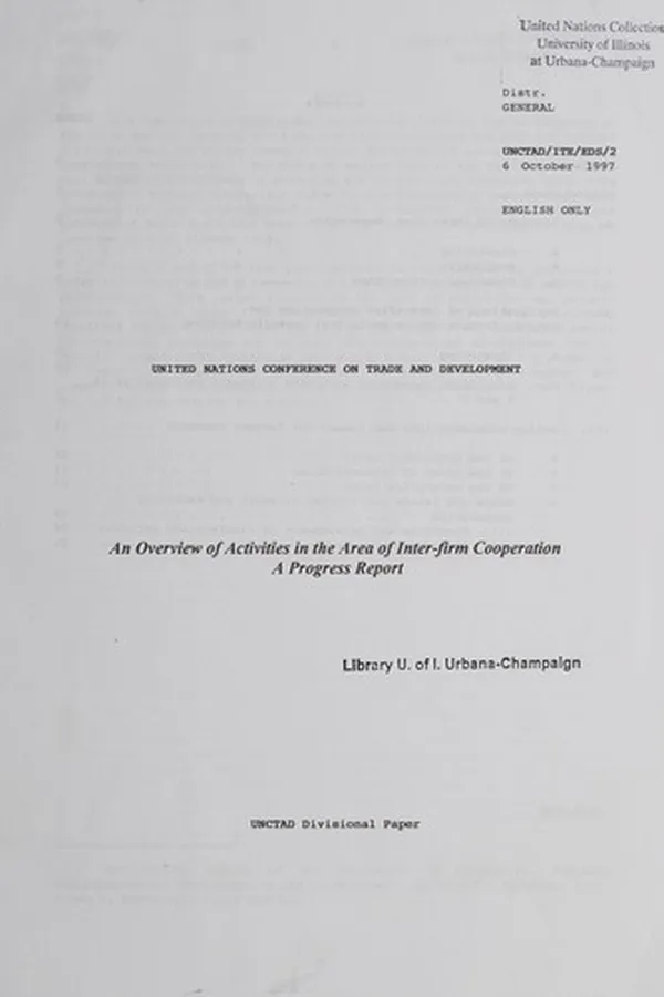 Capa de An overview of activities in the area of inter-firm cooperation