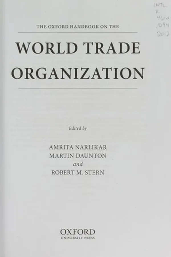 Capa de The Oxford handbook on the World Trade Organization