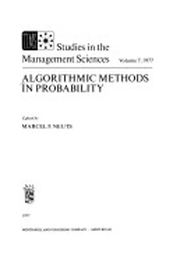 Capa de Algorithmic Methods in Probability (North-Holland/TIMS studies in the management sciences ; v. 7)