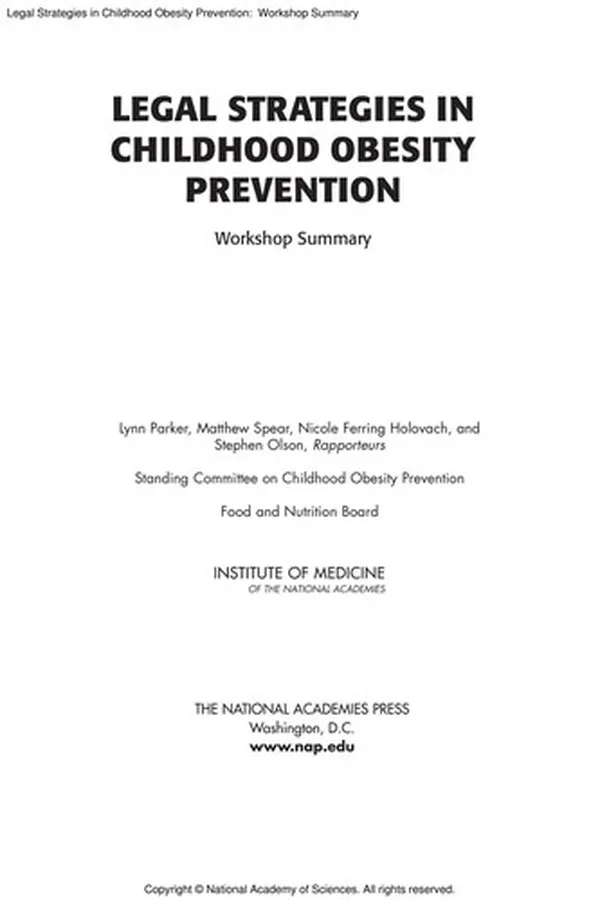 Capa de Legal strategies in childhood obesity prevention