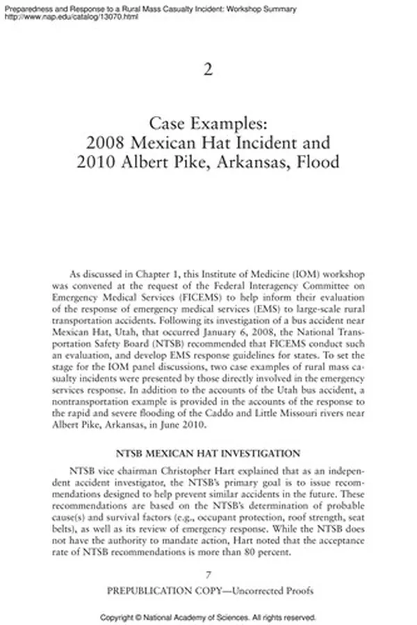 Capa de Preparedness and response to a rural mass casualty incident