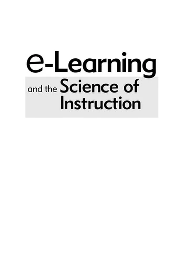Capa de E-learning and the science of instruction