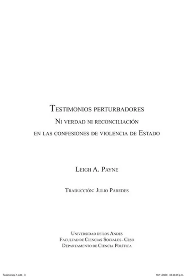 Capa de Testimonios perturbadores