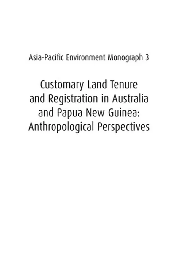 Capa de Customary land tenure and registration in Australia and Papua New Guinea