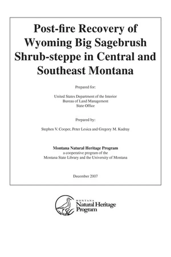 Capa de Post-fire recovery of Wyoming big sagebrush shrub-steppe in centeral and southeast Montana
