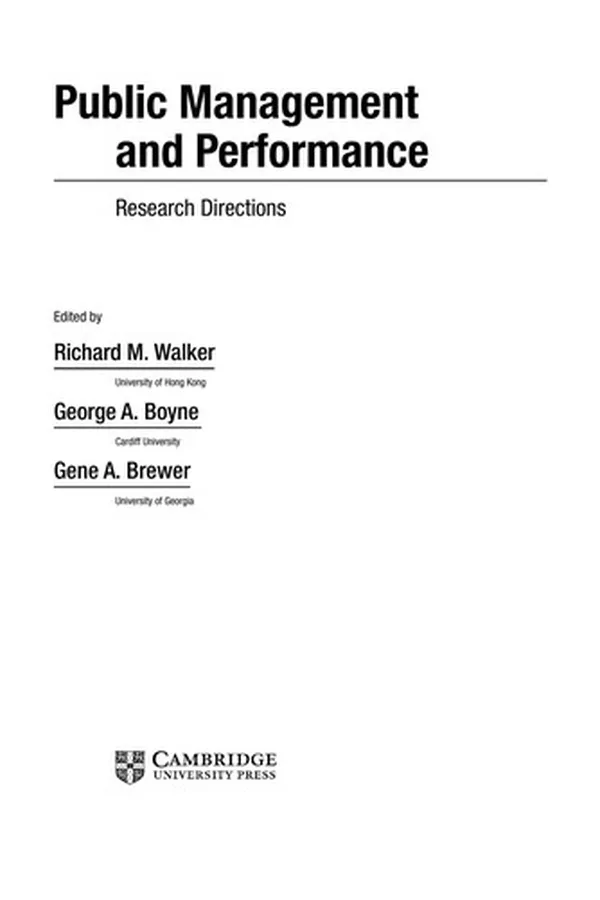 Capa de Public management and performance