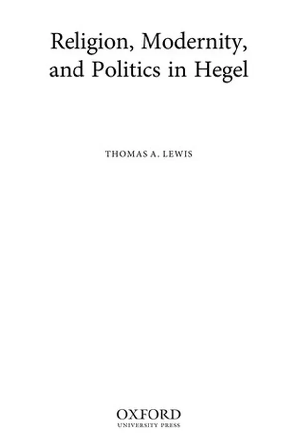 Capa de Religion, modernity, and politics in Hegel