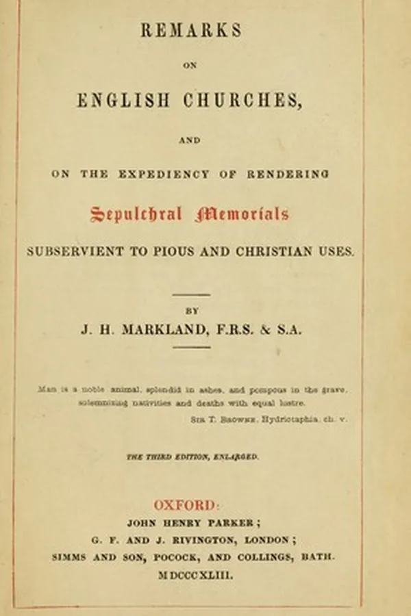 Capa de Remarks on English churches and on the expediency of rendering sepulchral memorials subservient to pious and Christian uses