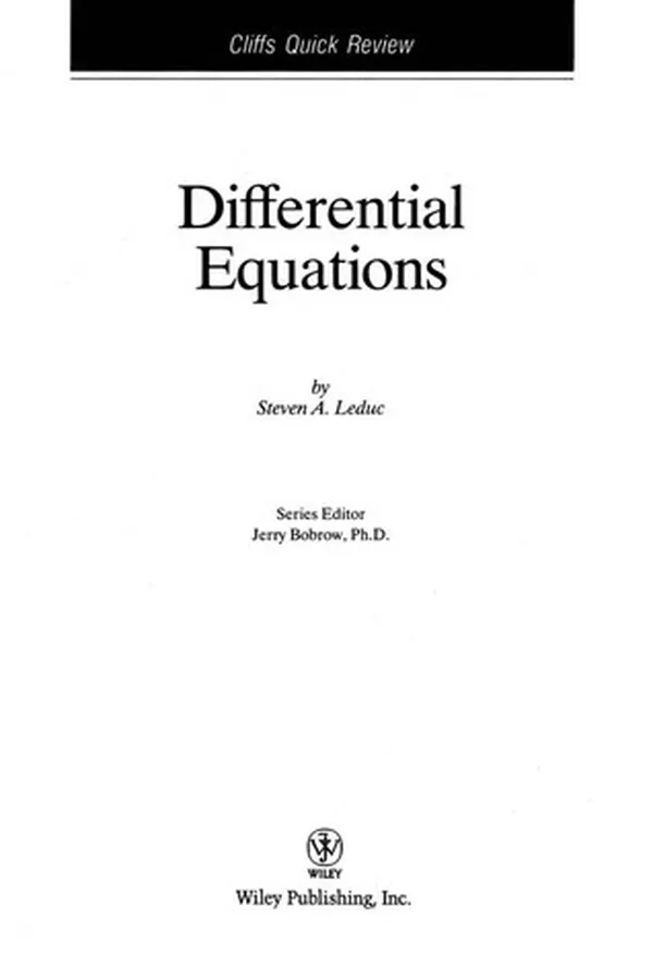 Capa de CliffsQuickReview Differential Equations