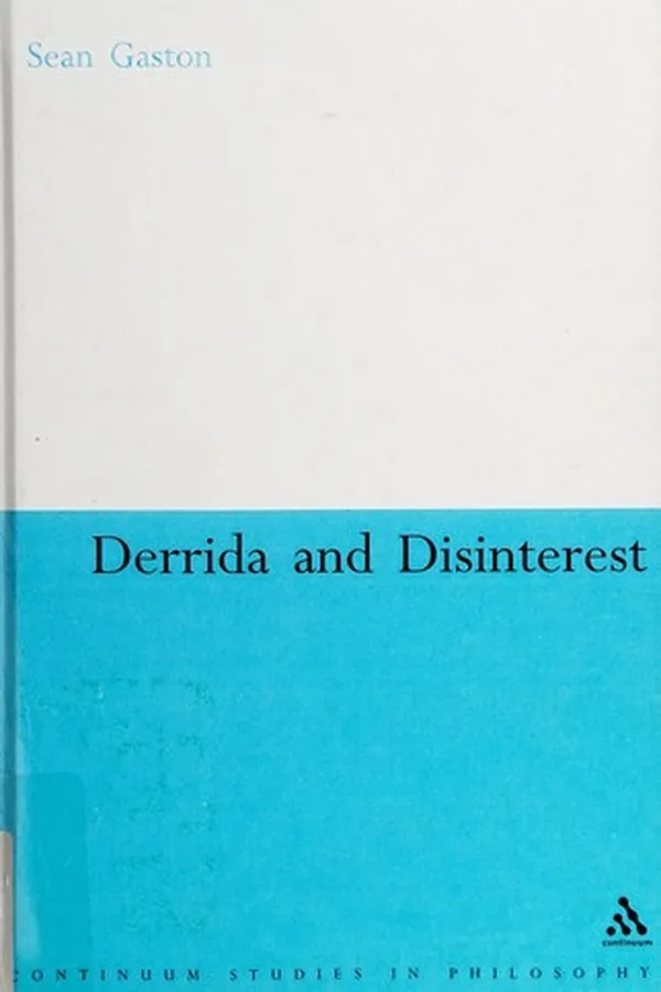 Capa de DERRIDA AND DISINTEREST