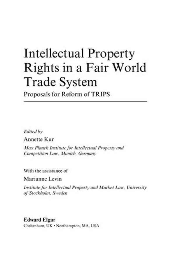 Capa de Intellectual property rights in a fair world trade system