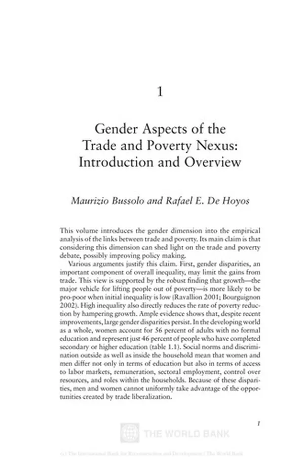 Capa de Gender aspects of the trade and poverty nexus