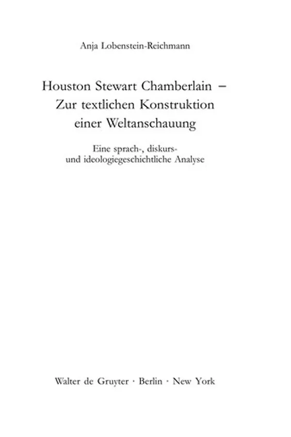 Capa de Houston Stewart Chamberlain