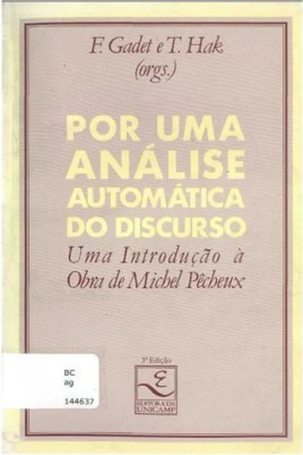 Capa de Por uma análise automática do discurso