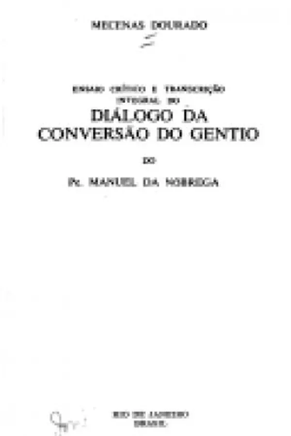 Capa de Diálogo sobre a conversão do Gentio