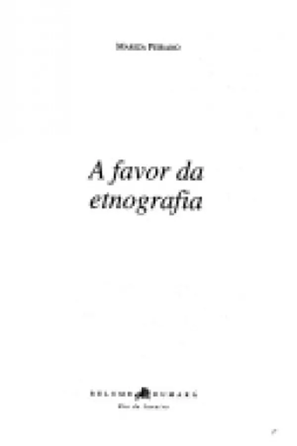 Capa de A Favor da Etnografia