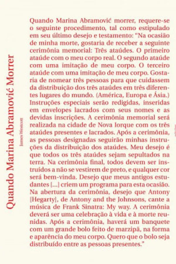 Capa de Quando Marina Abramovic morrer