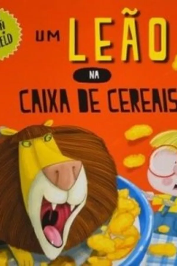 Capa de um leão na caixa de cereais