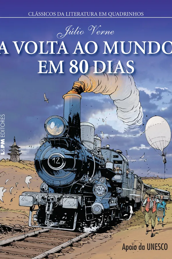Capa de A Volta ao Mundo em 80 Dias. Quadrinhos