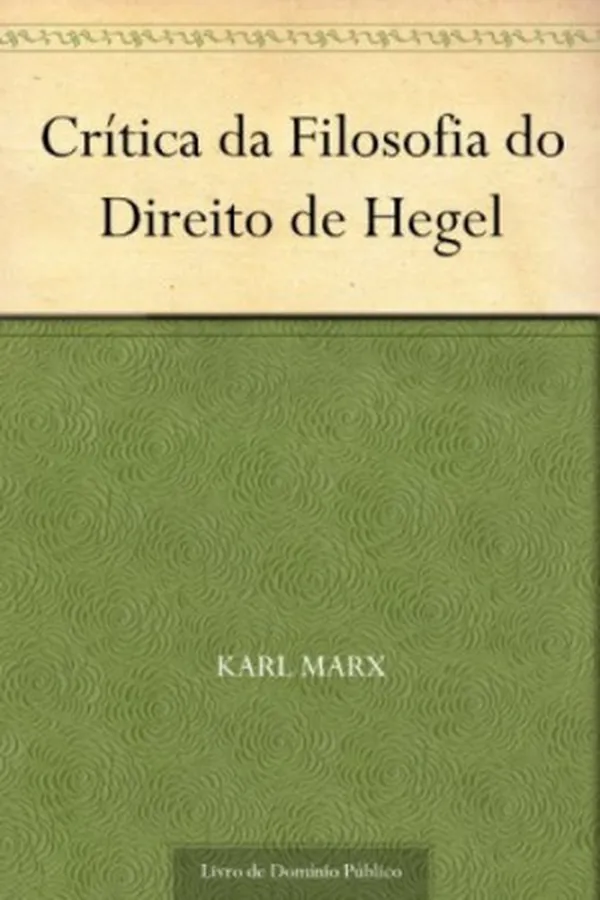 Capa de Crítica da Filosofia do Direito de Hegel
