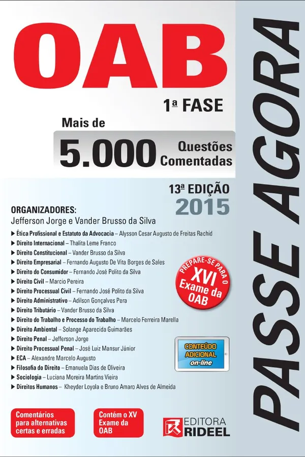 Capa de Passe Agora OAB 1ª Fase. 5000 Questões Comentadas